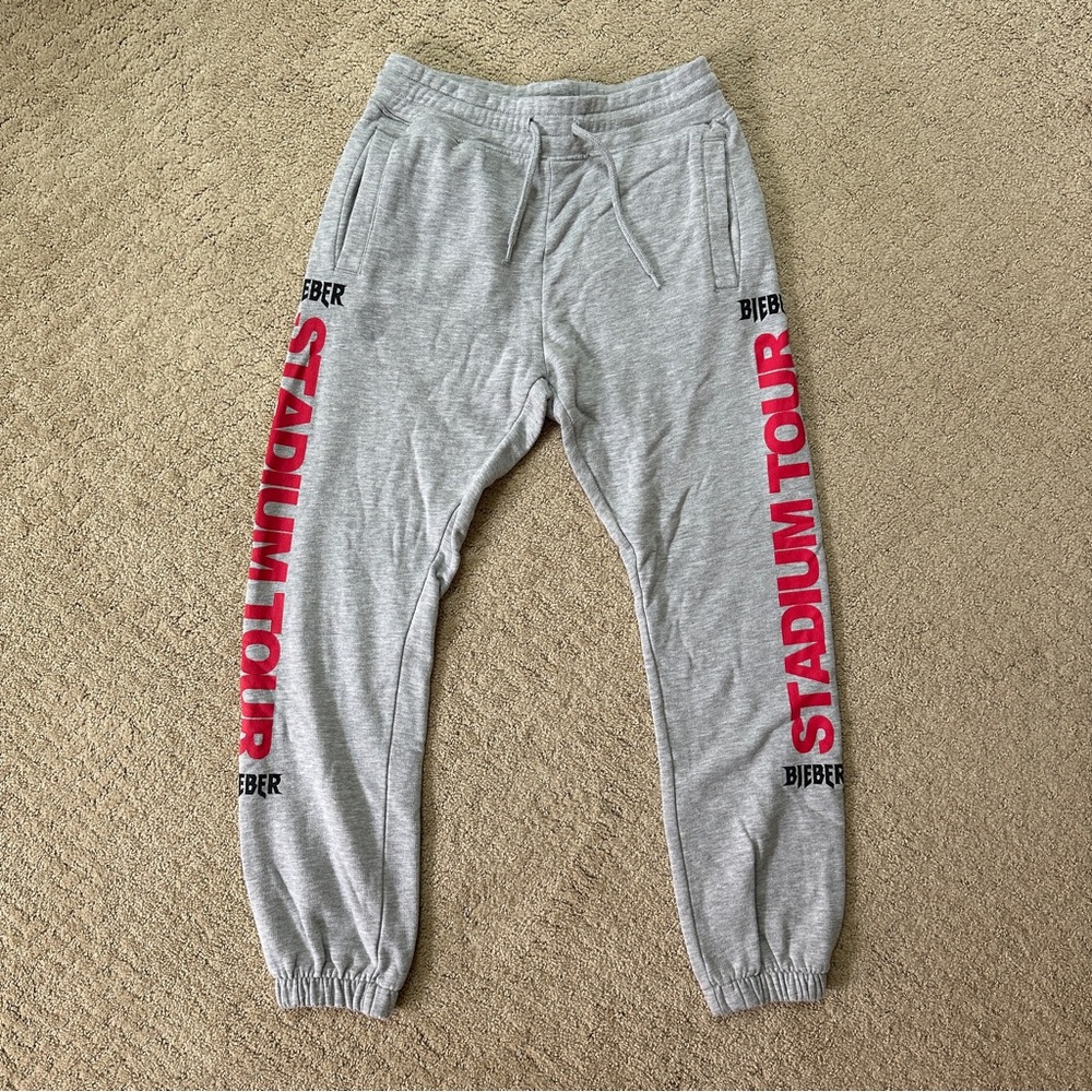 Justin Bieber x Stadium Tour Merch Heathered Gray Unisex Sweatpants - XS